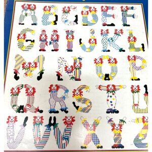 Clown Alphabet Cross Stitch Pattern Vintage Craft Design by Just Cross Stitch